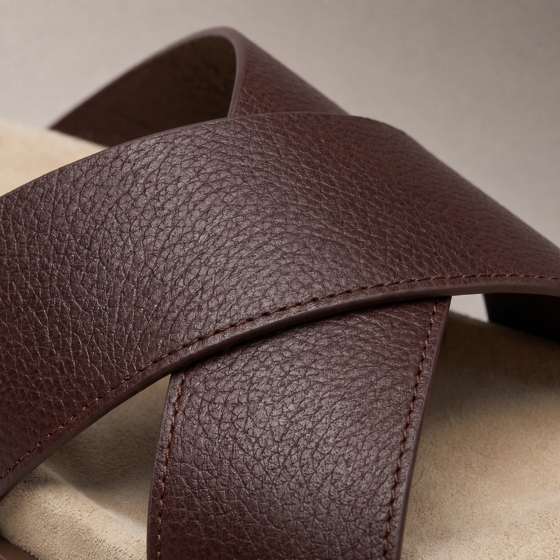 Men's Leather Cross-Strap Slides