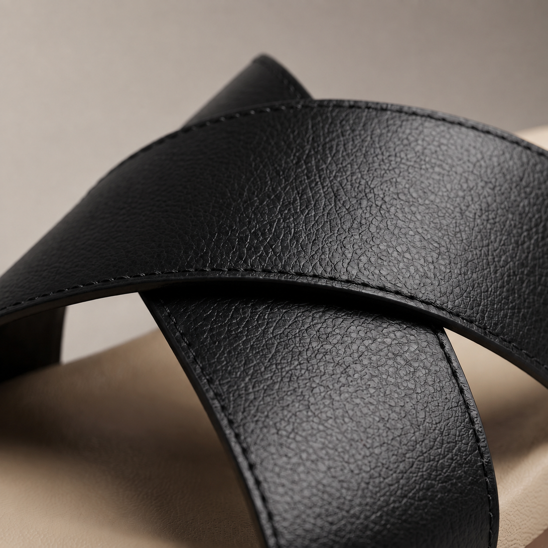 Men's Leather Cross-Strap Slides
