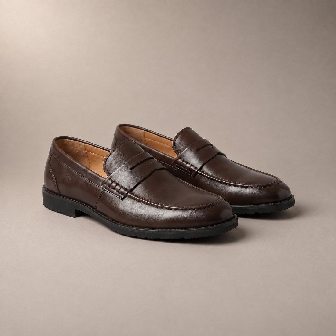 Men's Leather-Look Penny Loafers