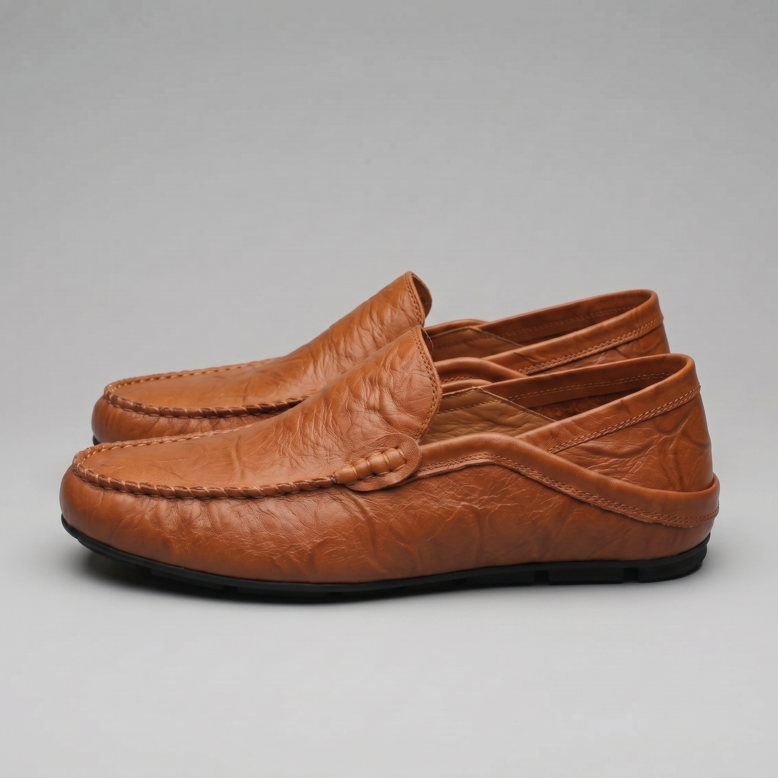 Men's Leather Travel Loafers with Fold-Down Heel
