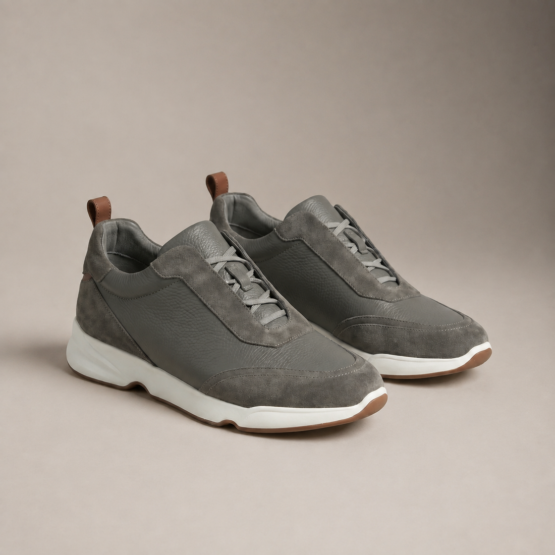 Men's Leather and Suede Slip-On Sneakers