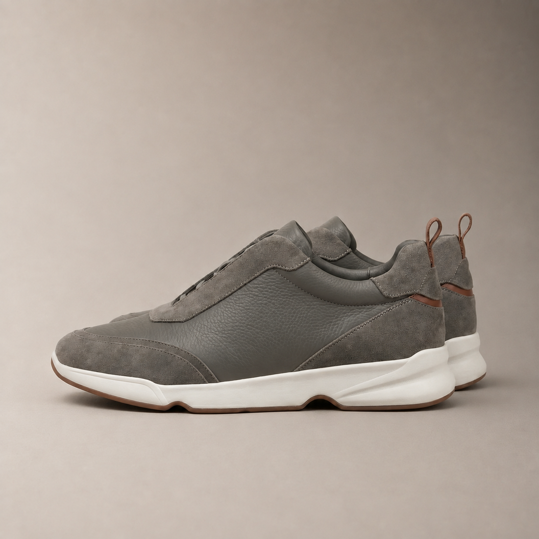Men's Leather and Suede Slip-On Sneakers