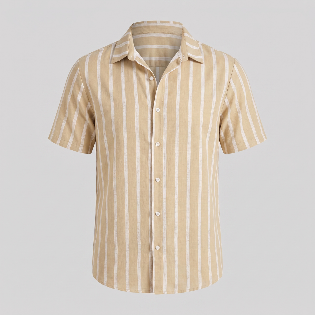 Men's Linen Blend Stripe Camp Collar Shirt
