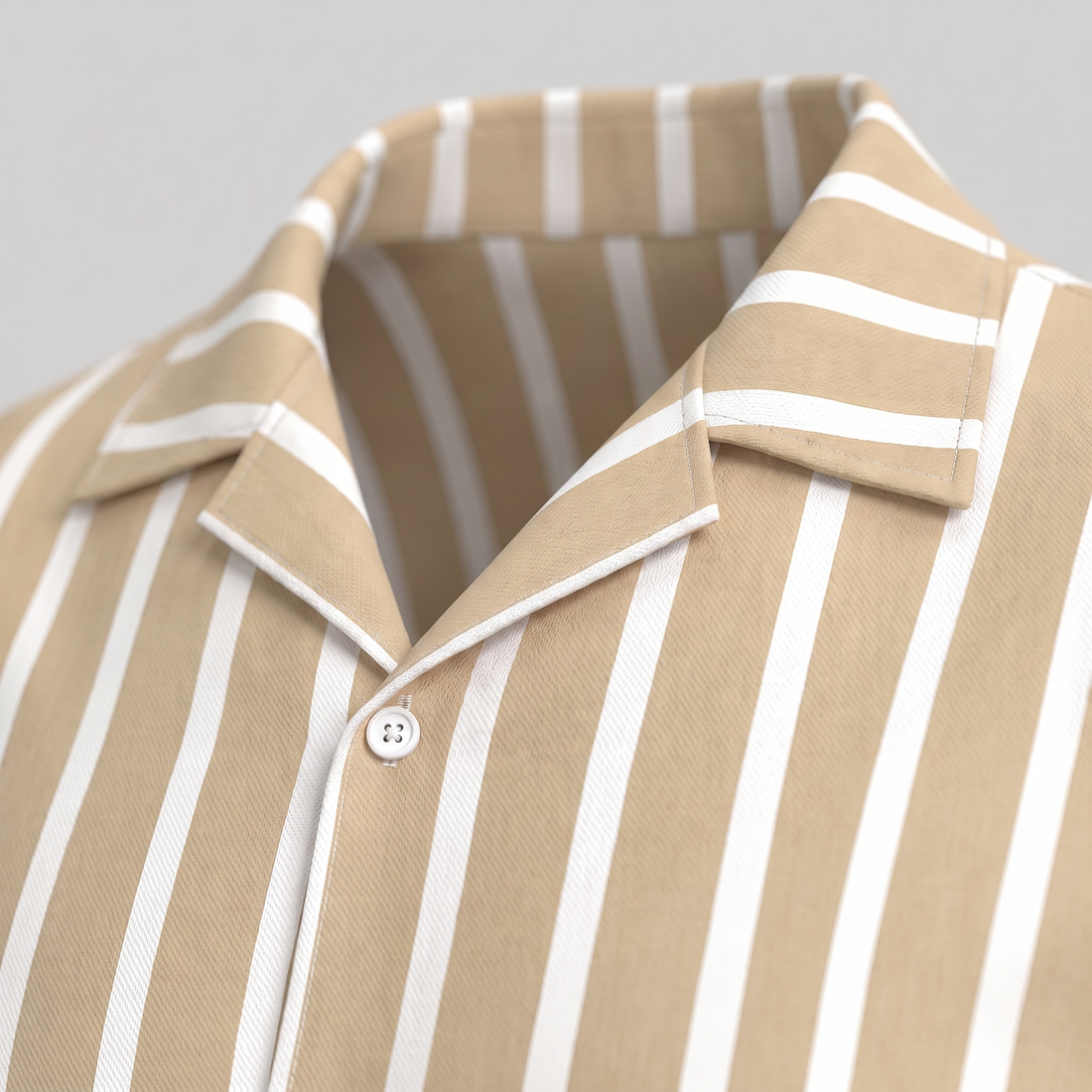 Men's Linen Blend Stripe Camp Collar Shirt