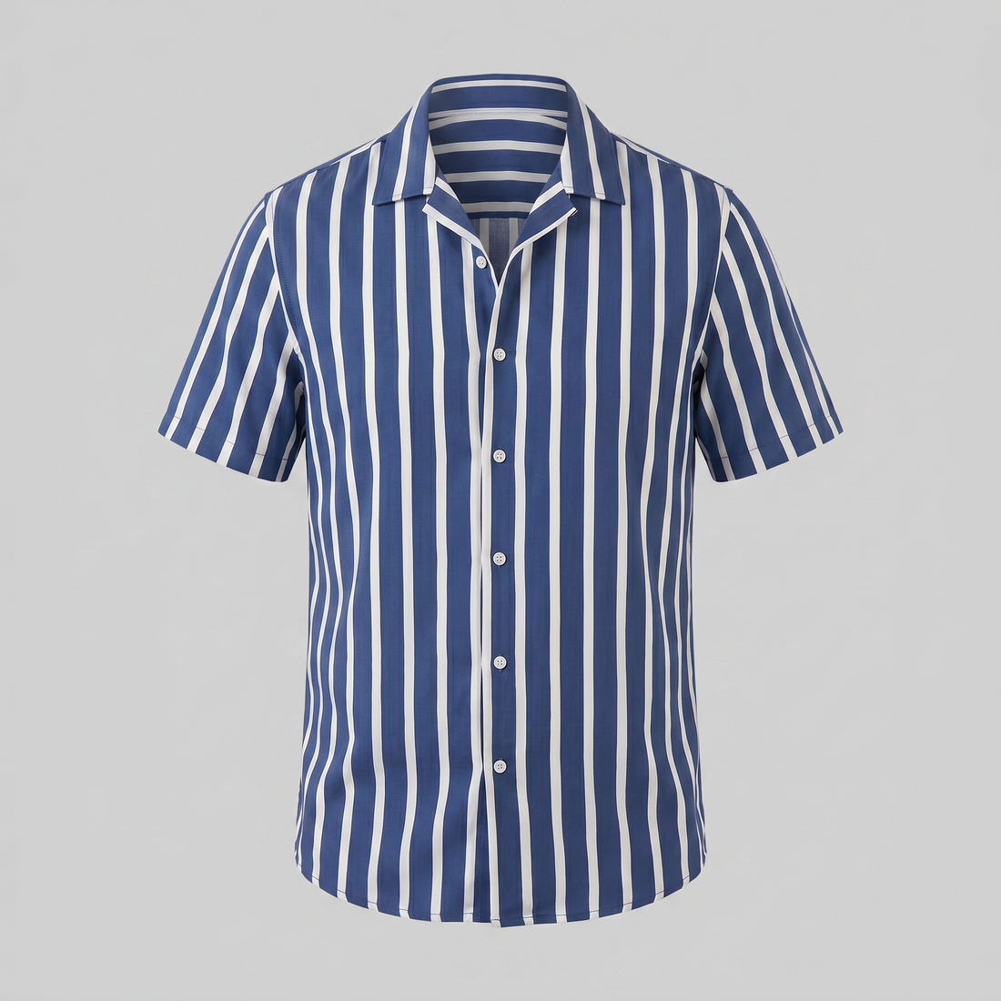 Men's Linen Blend Stripe Camp Collar Shirt