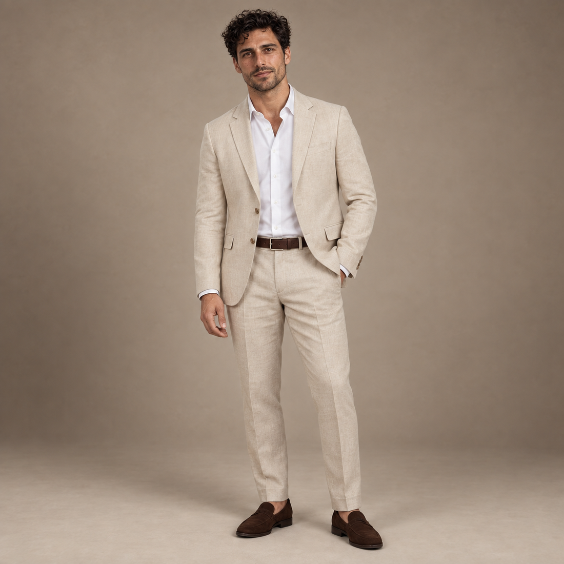 Men's Linen Blend Wedding Suit