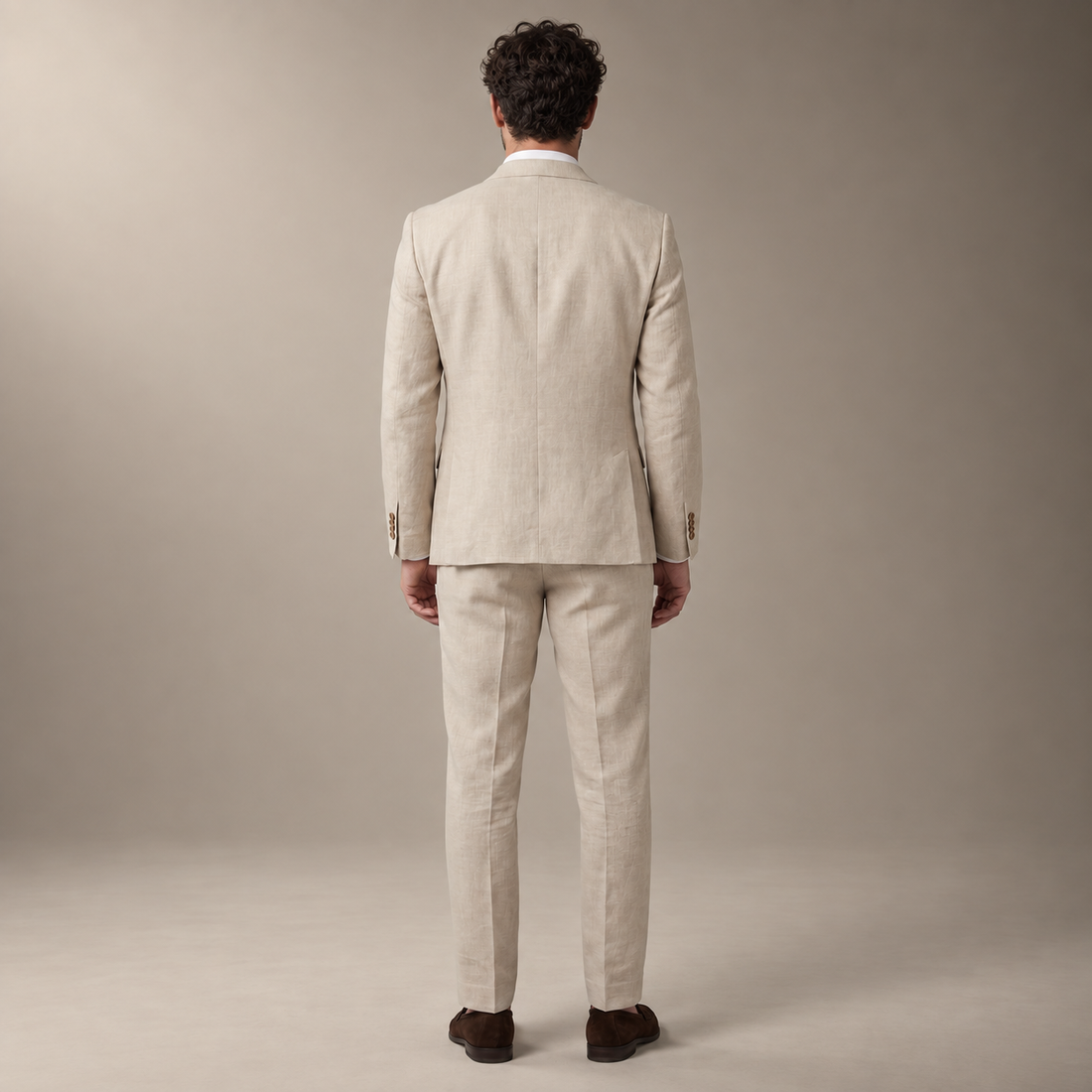Men's Linen Blend Wedding Suit Set