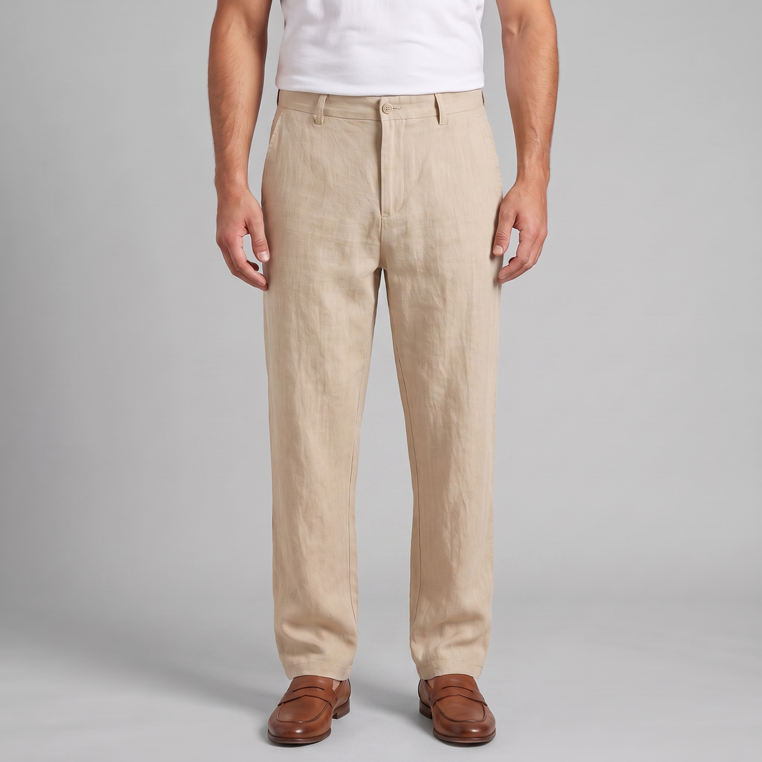 Men's Linen Blend Wide Leg Trousers