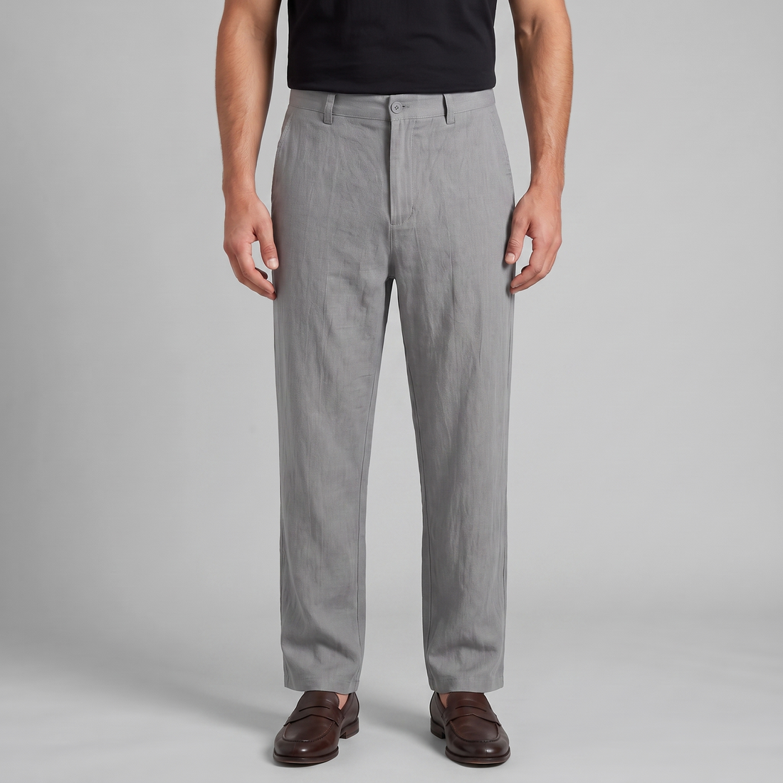 Men's Linen Blend Wide Leg Trousers
