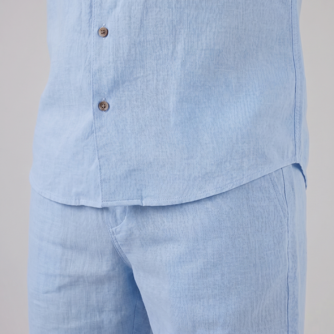 Men's Linen Camp Collar Shirt and Shorts Set