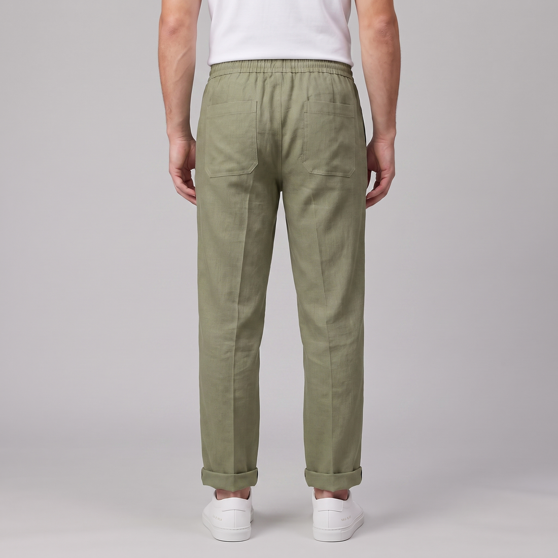 Men's Linen Drawstring Pleated Trousers