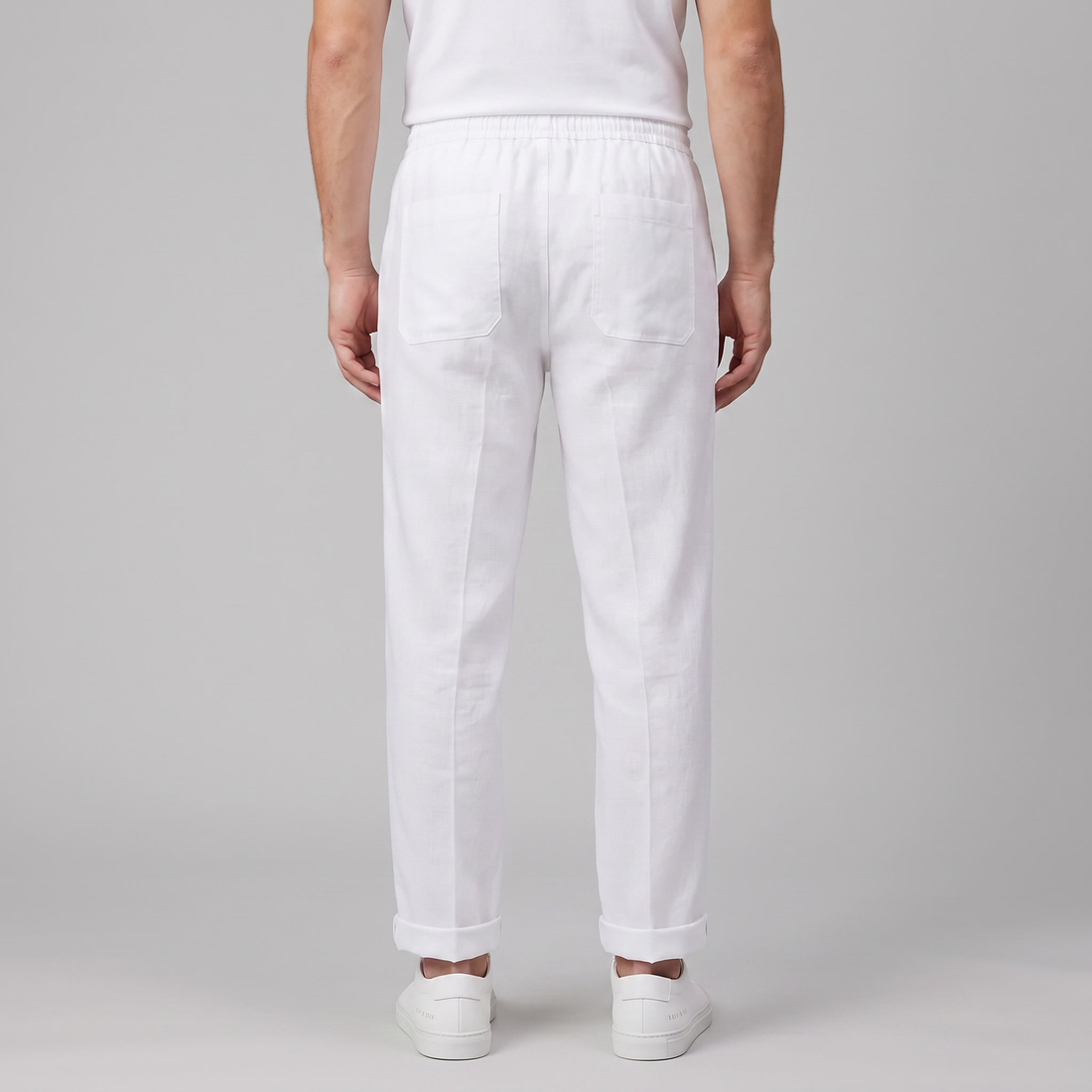 Men's Linen Drawstring Pleated Trousers