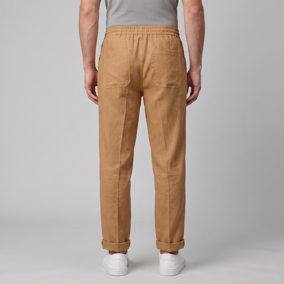 Men's Linen Drawstring Pleated Trousers