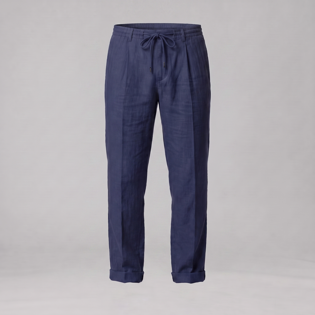 Men's Linen Drawstring Pleated Trousers