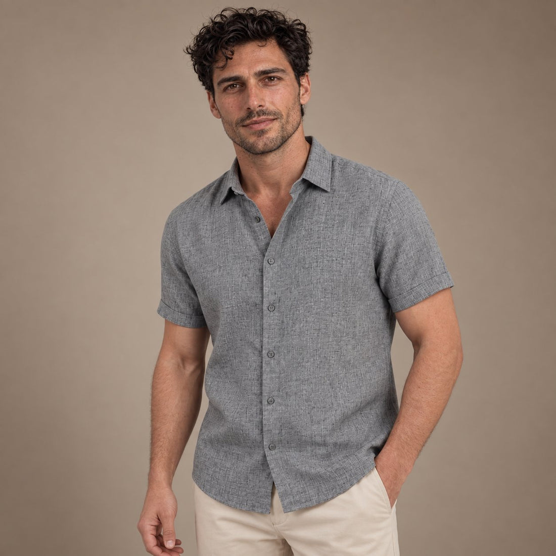 Men's Linen Short Sleeve Shirt