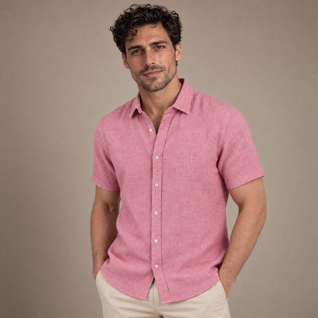Men's Linen Short Sleeve Shirt