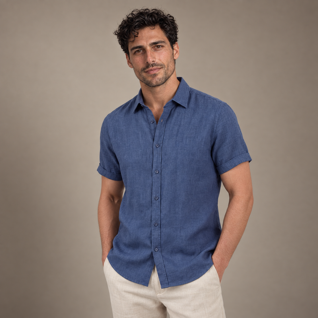 Men's Linen Short Sleeve Shirt