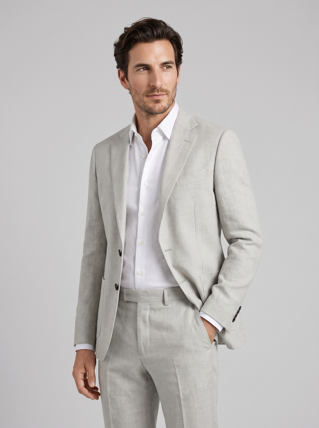 Men's Linen Slim-Fit Suit for Summer Weddings and Events