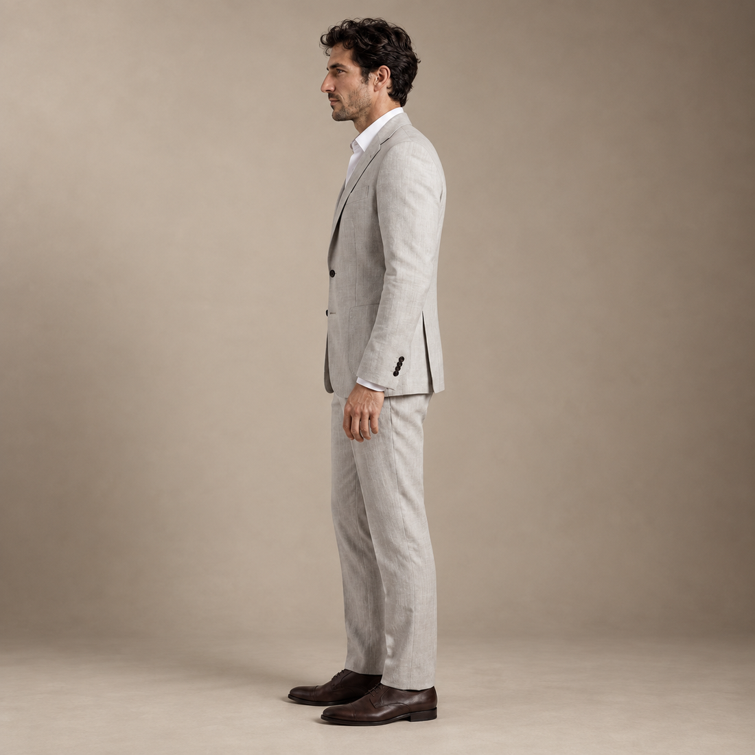 Men's Linen Slim-Fit Suit for Summer Weddings and Events