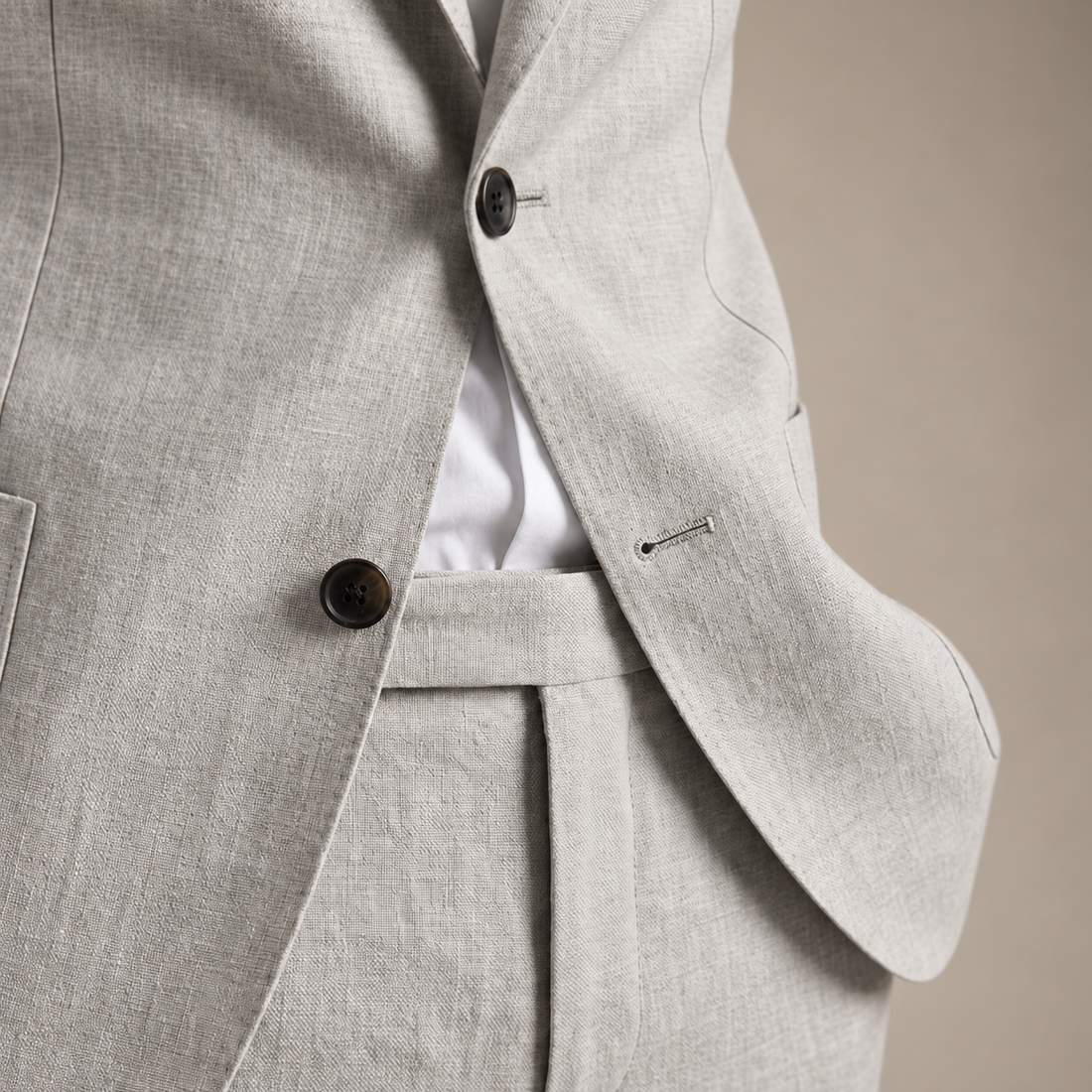 Men's Linen Slim-Fit Suit for Summer Weddings and Events