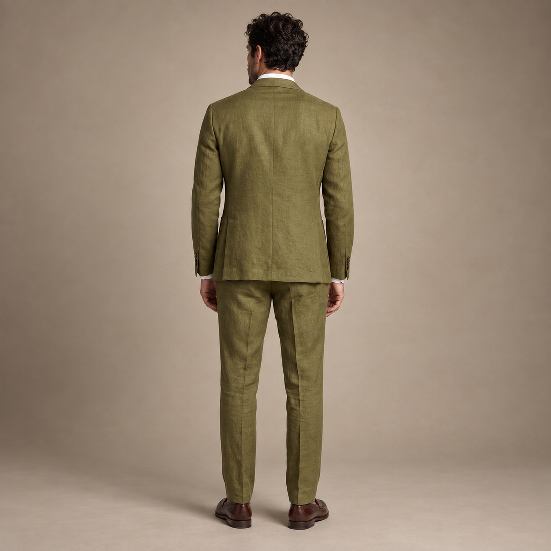 Men's Linen Slim-Fit Suit for Summer Weddings and Events
