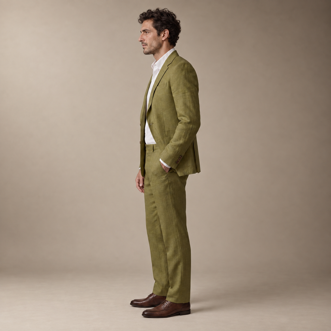 Men's Linen Slim-Fit Suit for Summer Weddings and Events