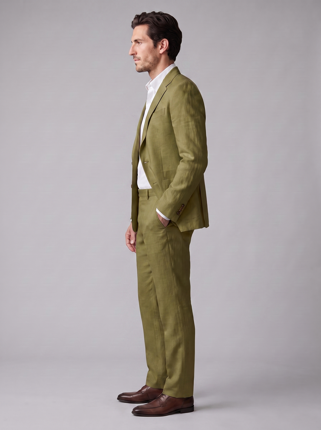 Men's Linen Slim-Fit Suit for Summer Weddings and Events