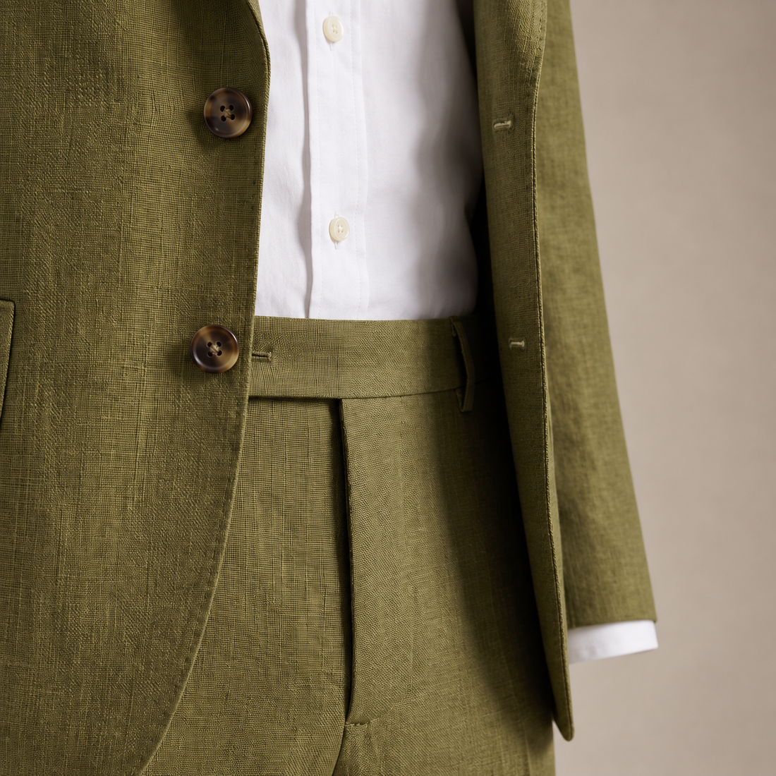 Men's Linen Slim-Fit Suit for Summer Weddings and Events