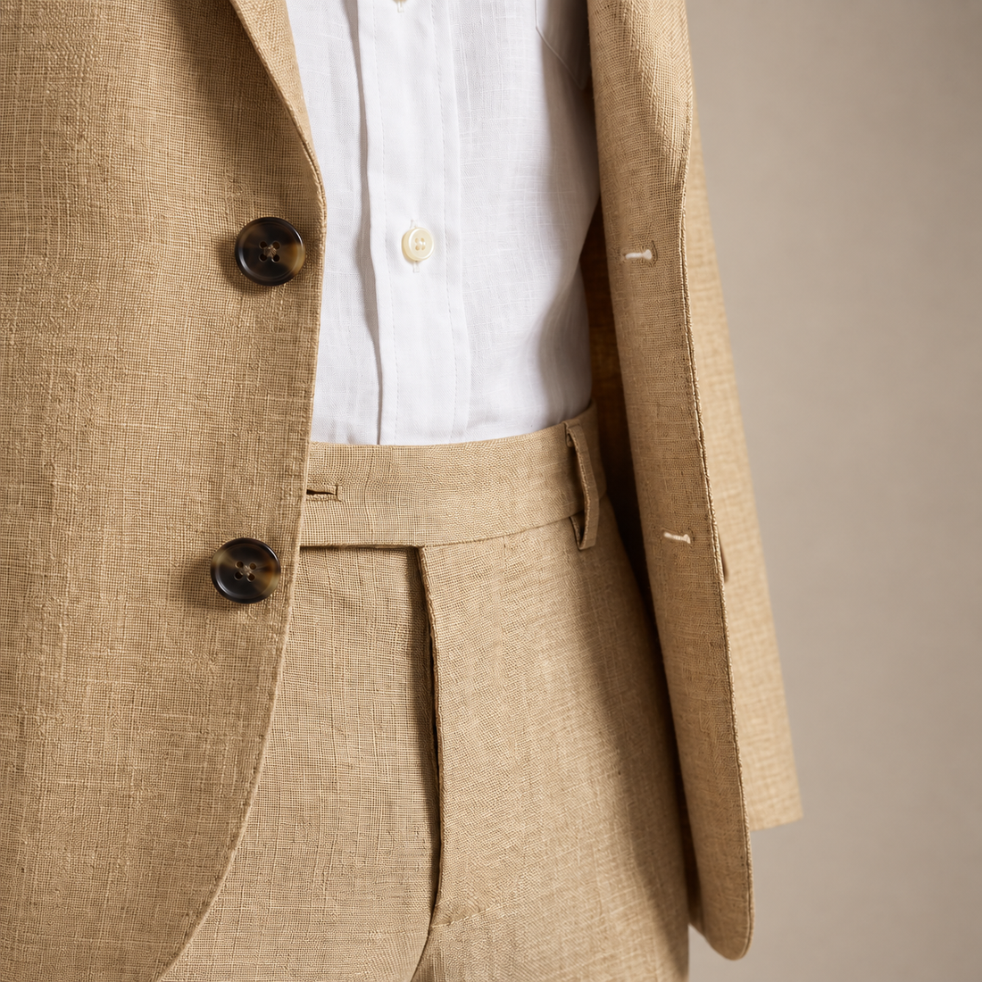 Men's Linen Slim-Fit Suit for Summer Weddings and Events