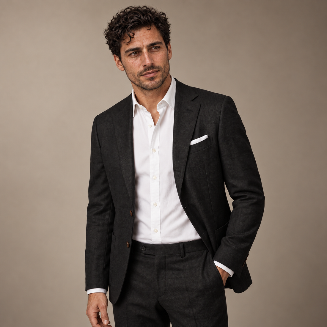 Men's Linen Slim-Fit Suit for Summer Weddings and Events