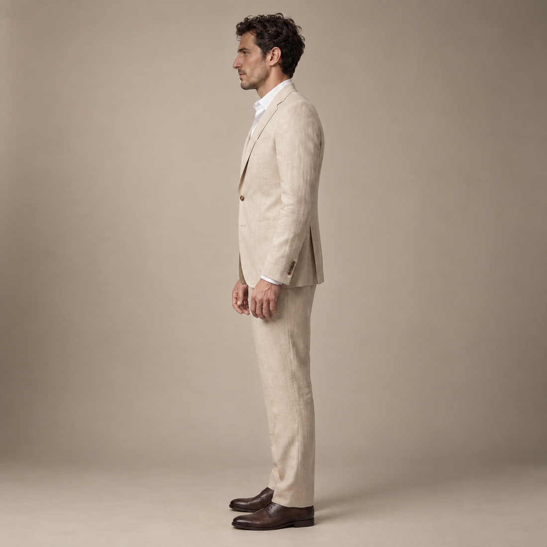 Men's Linen Slim-Fit Suit for Summer Weddings and Events