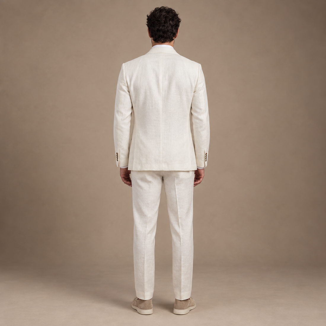 Men's Linen Slim-Fit Suit for Summer Weddings and Events