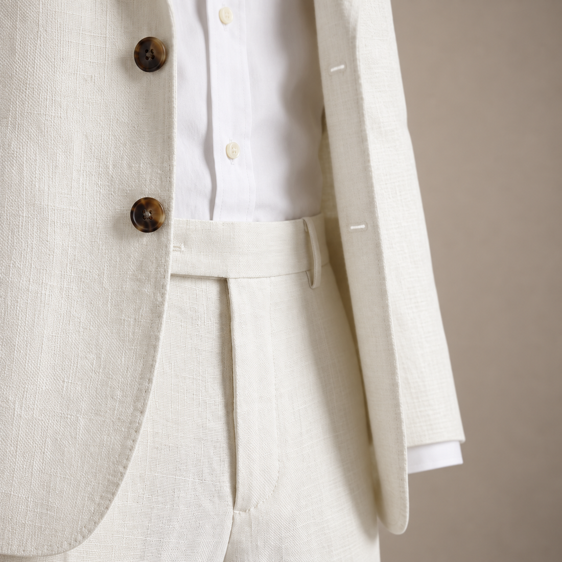 Men's Linen Slim-Fit Suit for Summer Weddings and Events