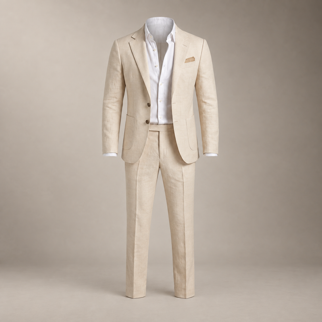 Men's Linen Slim-Fit Suit for Summer Weddings and Events