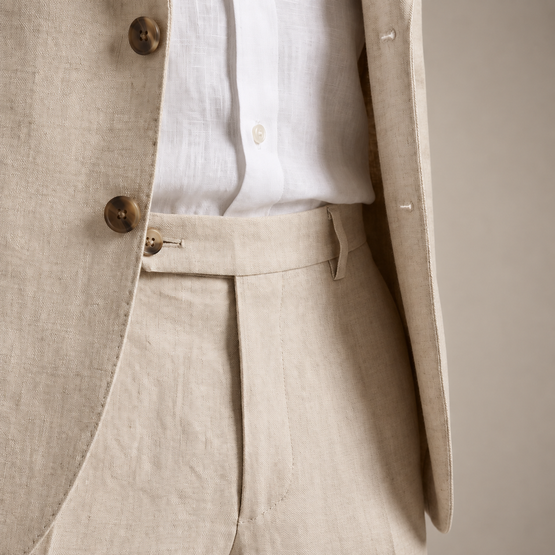 Men's Linen Slim-Fit Suit for Summer Weddings and Events