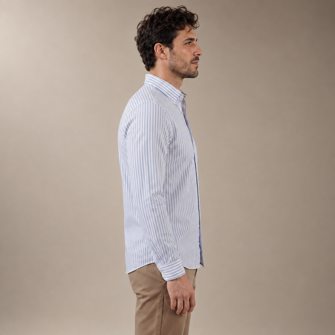 Men's Linen Vertical Stripe Dress Shirt