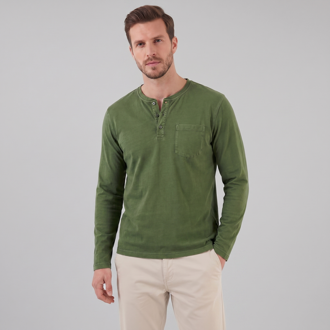 Men's Long Sleeve Henley Shirt