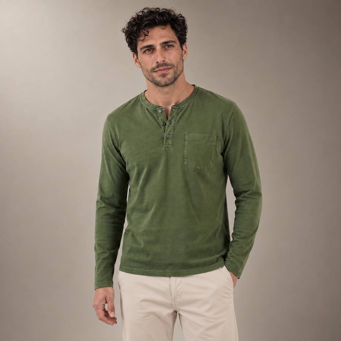 Men's Long Sleeve Henley Shirt