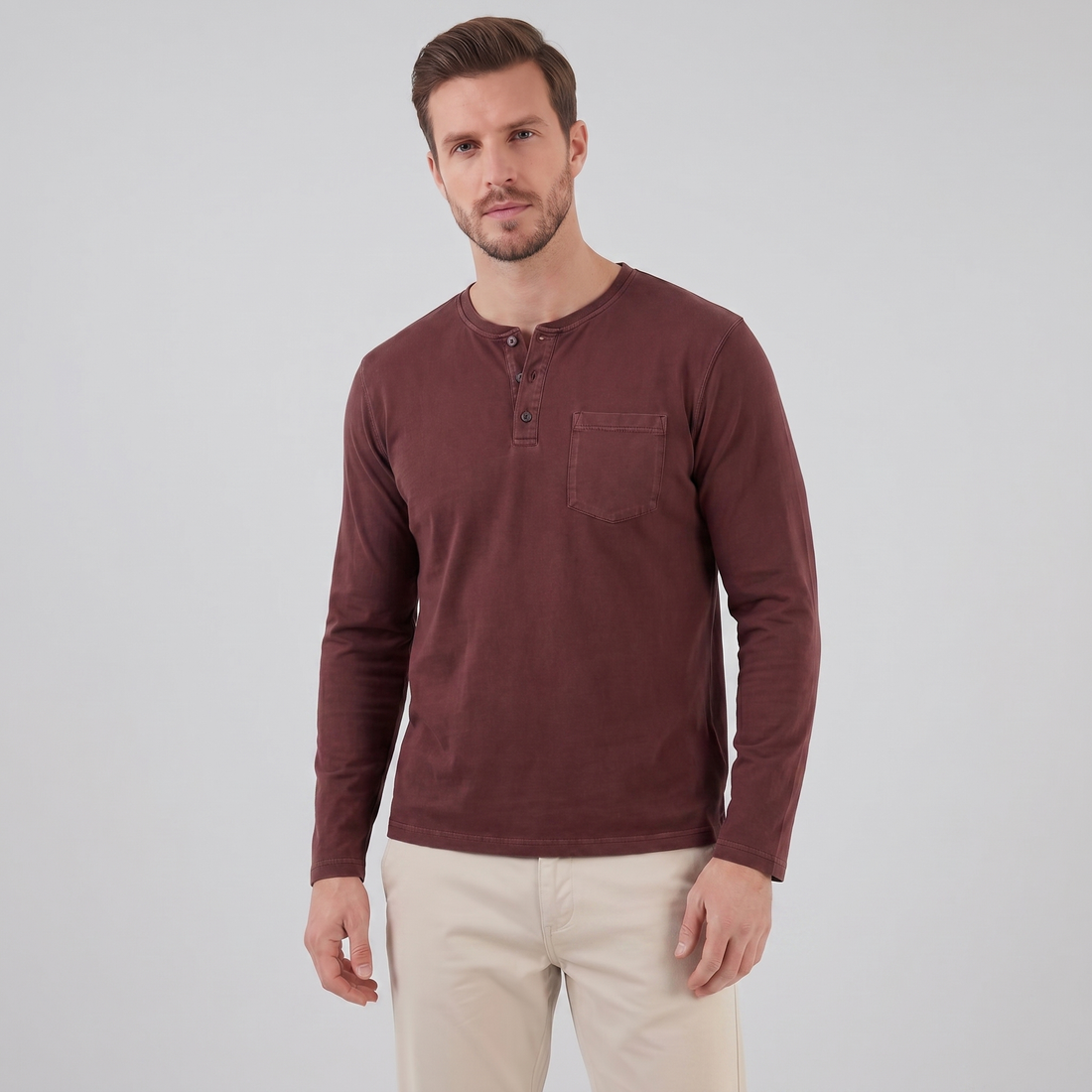 Men's Long Sleeve Henley Shirt