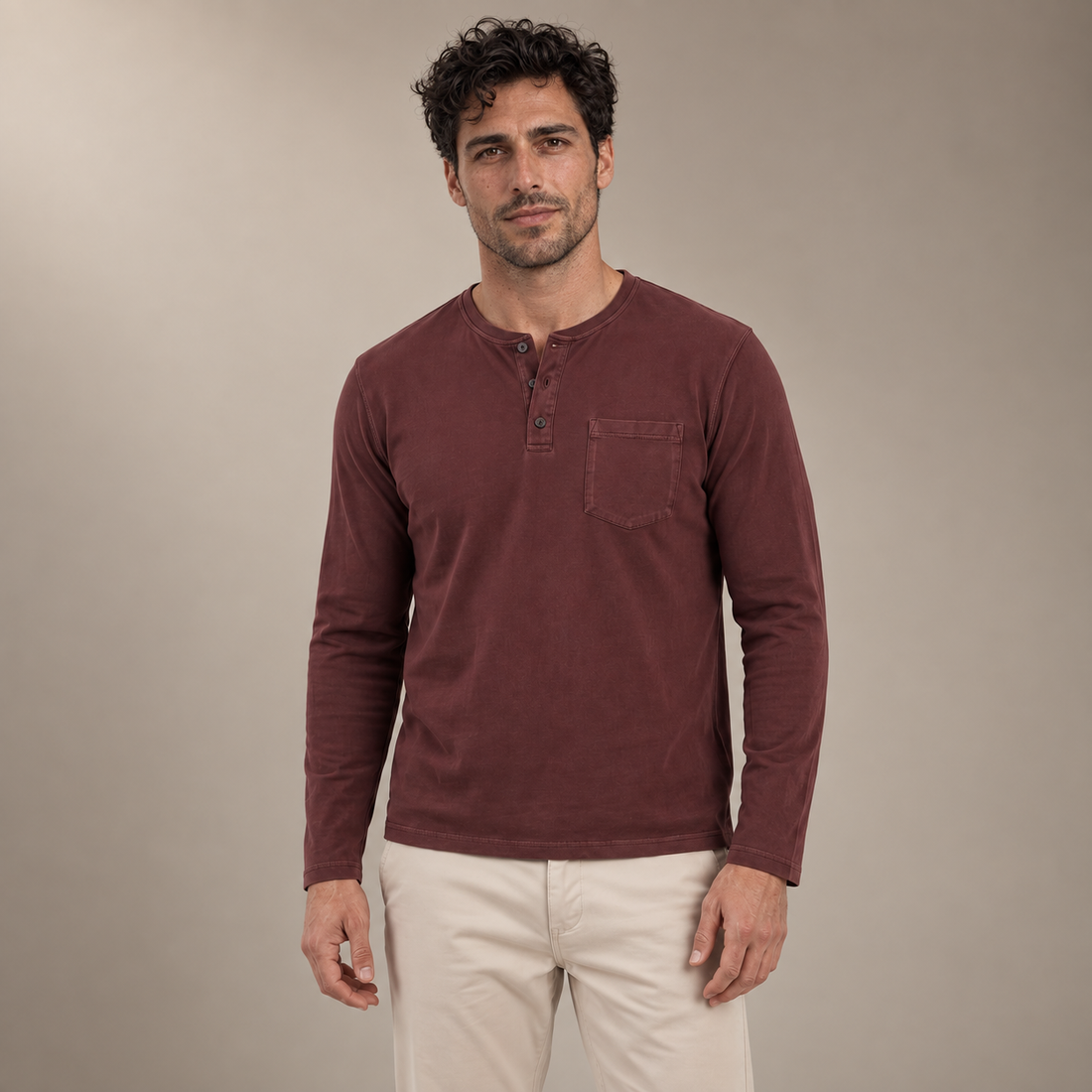 Men's Long Sleeve Henley Shirt