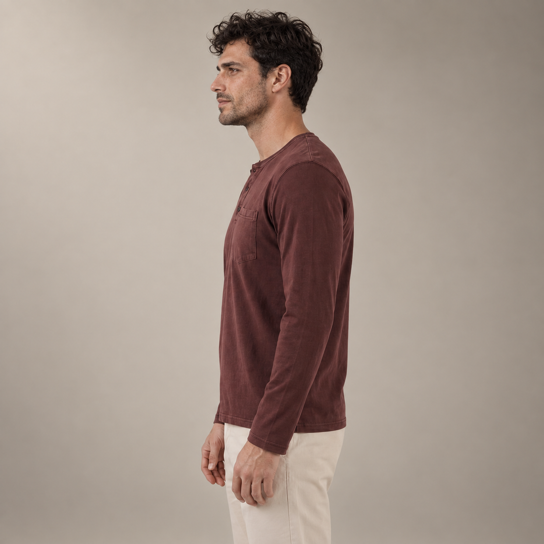 Men's Long Sleeve Henley Shirt