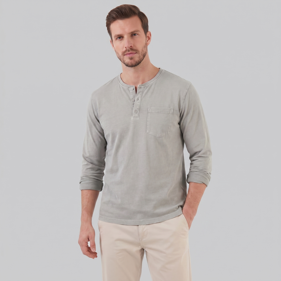 Men's Long Sleeve Henley Shirt