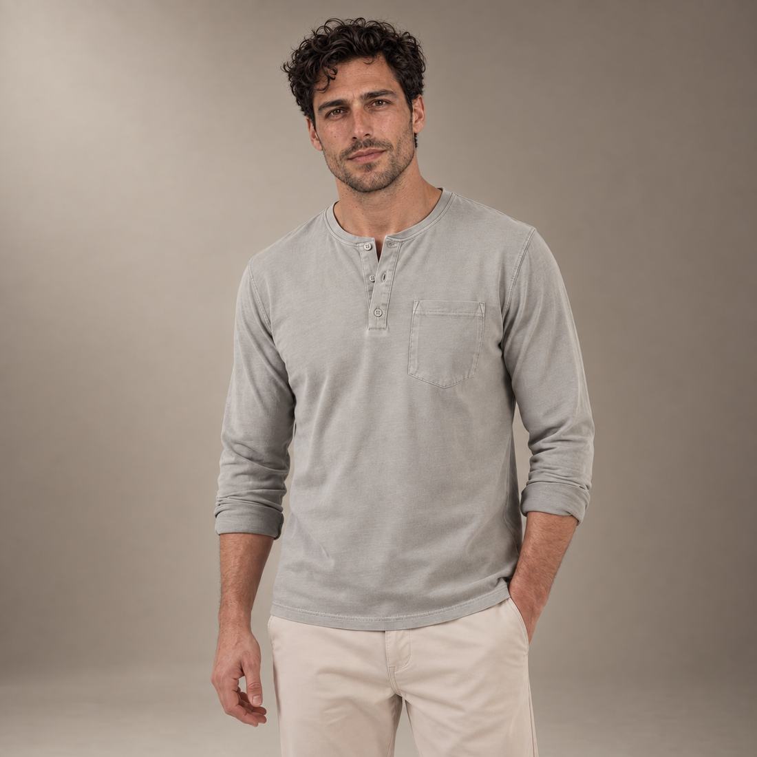 Men's Long Sleeve Henley Shirt
