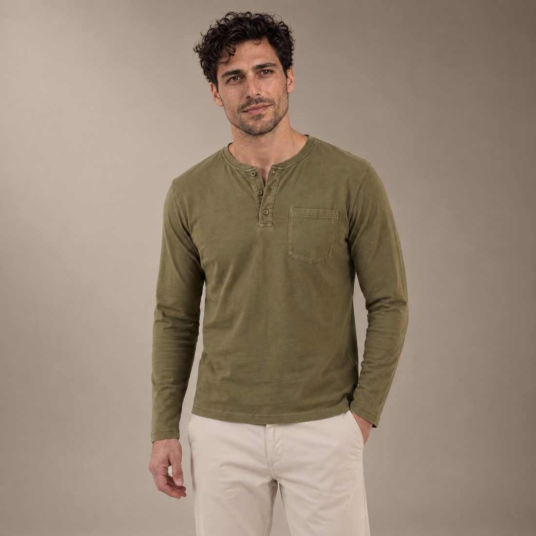 Men's Long Sleeve Henley Shirt