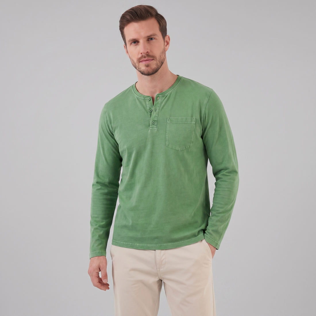 Men's Long Sleeve Henley Shirt