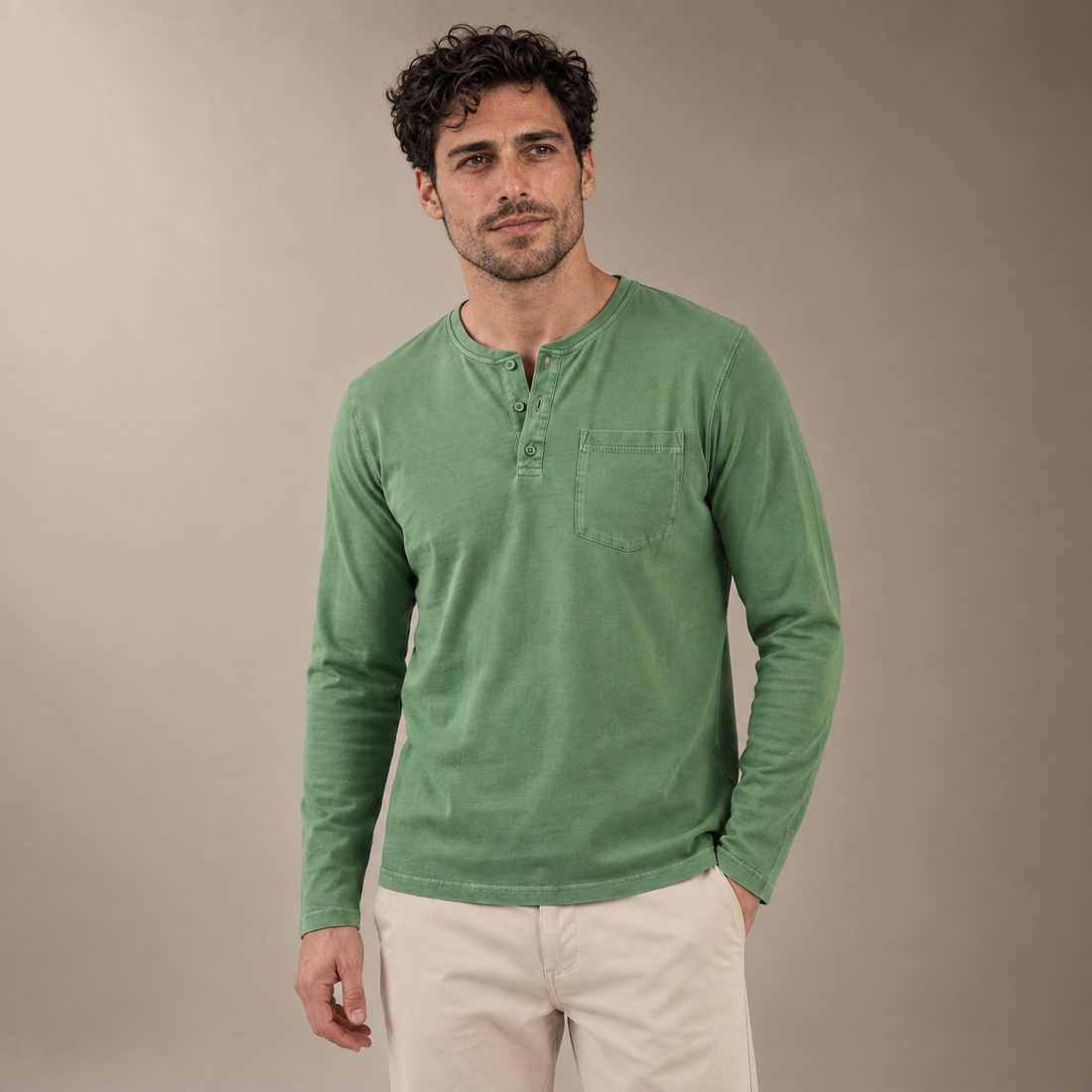 Men's Long Sleeve Henley Shirt