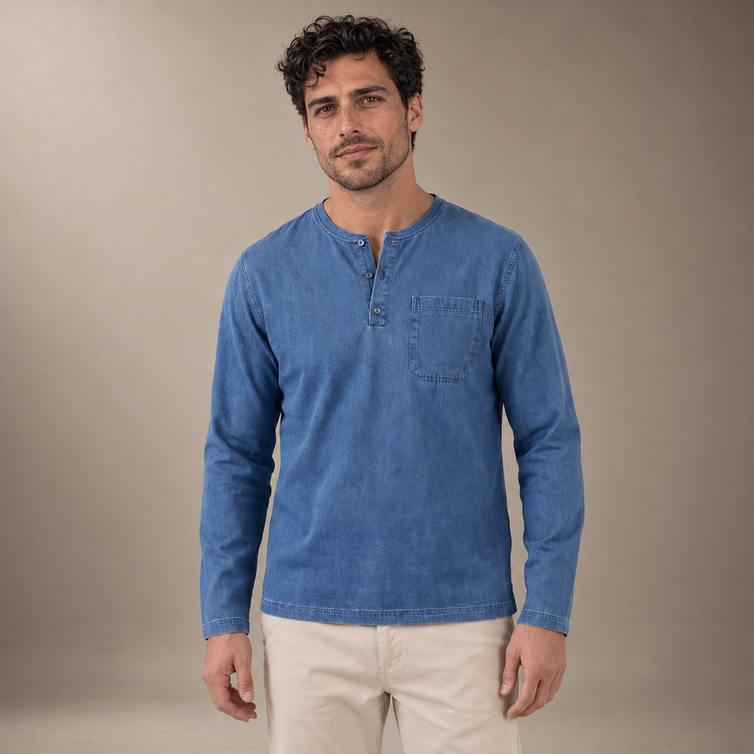 Men's Long Sleeve Henley Shirt