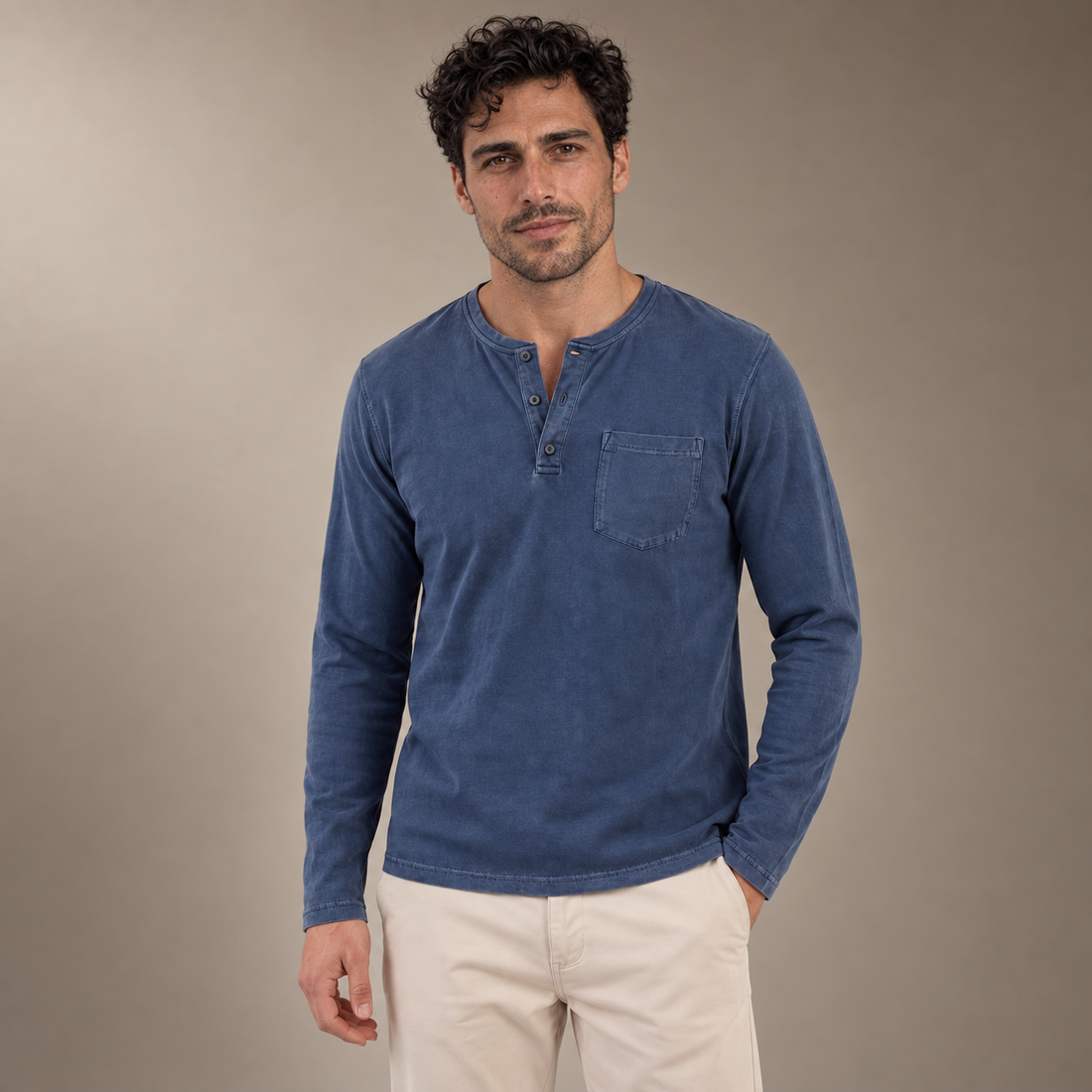 Men's Long Sleeve Henley Shirt