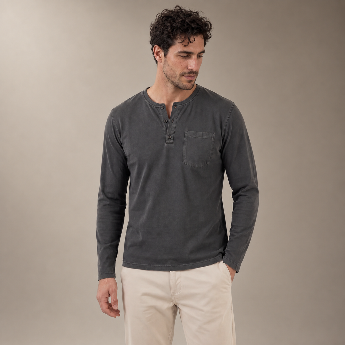 Men's Long Sleeve Henley Shirt