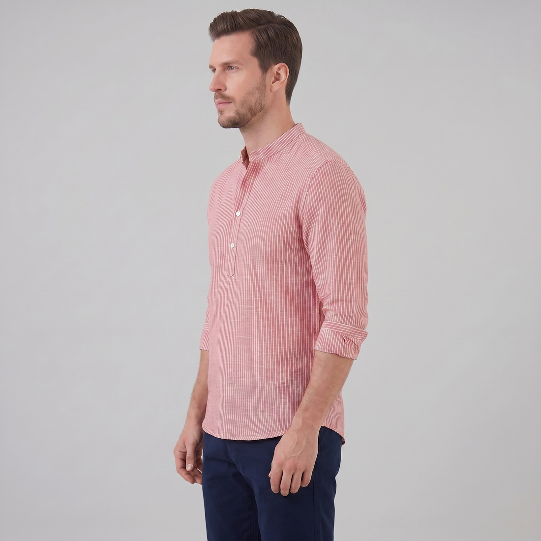 Men's Long Sleeve Striped Henley Shirt